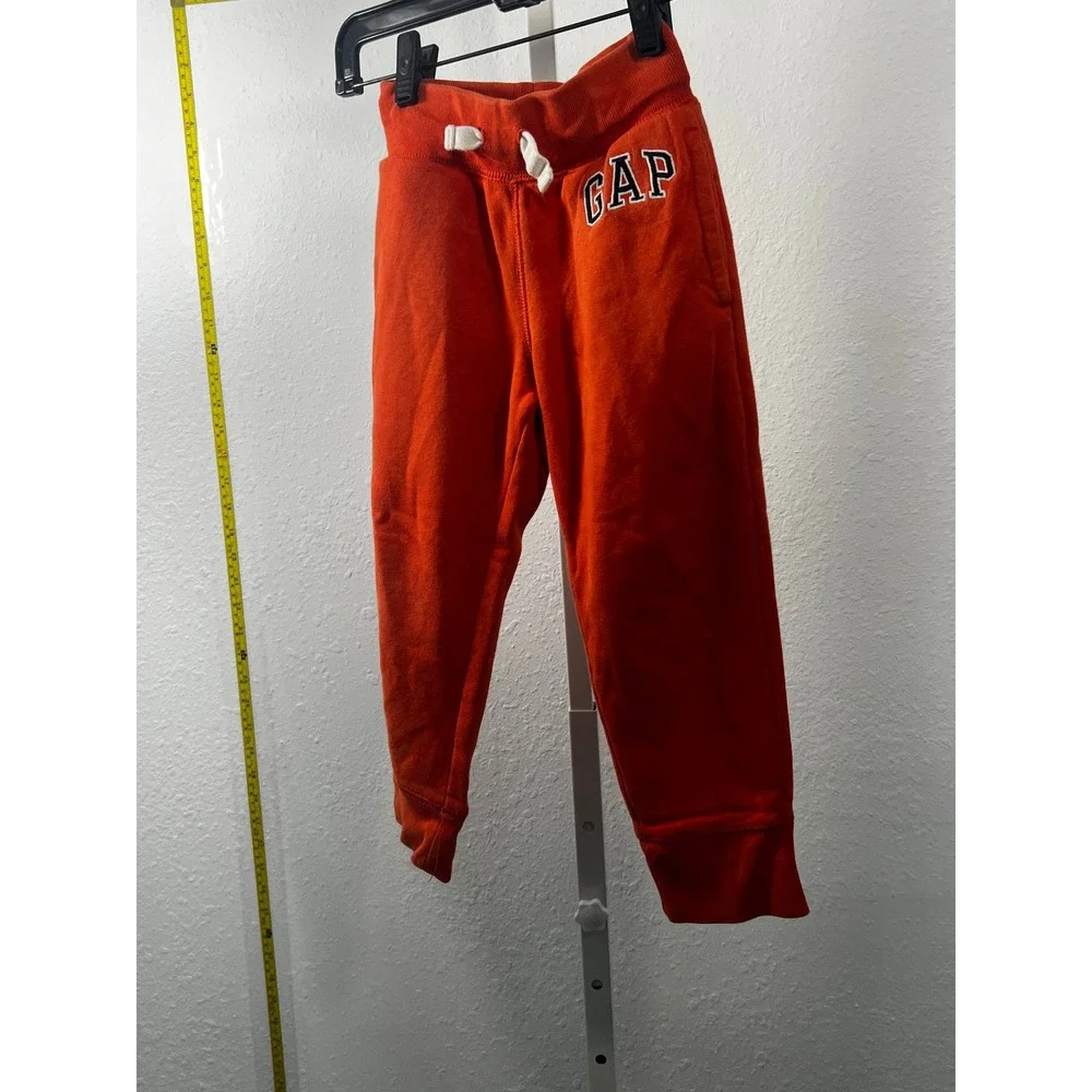 Gap Kids‎ Boys Orange Fleece Arch Logo Jogger Sweatpants Size XS 4-5